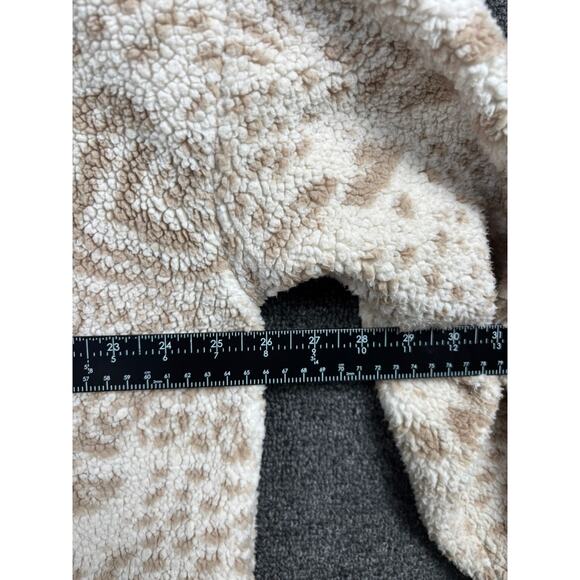 American Eagle Sherpa Sweater Womens Sz L Fuzzy Leopard Print Half Zip Pullover - Picture 9 of 9